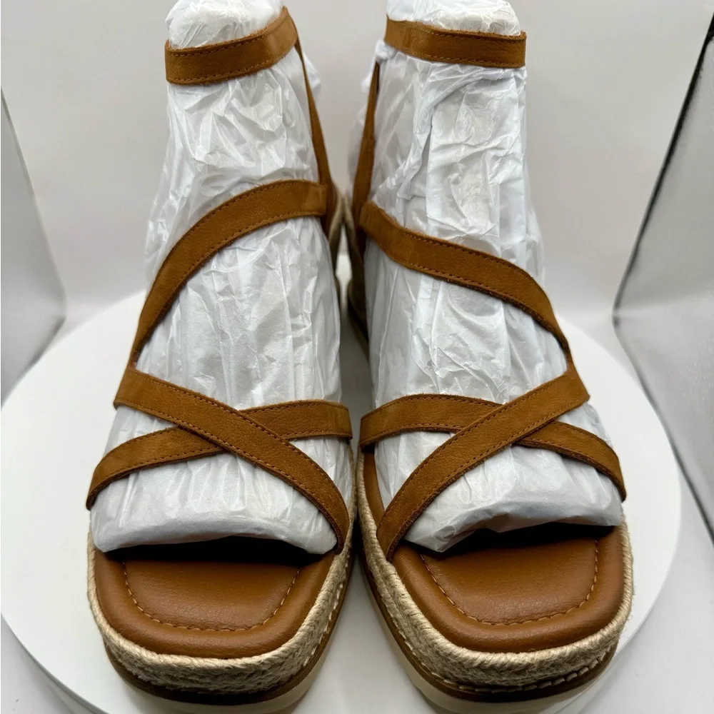 Lucky Brand LK-Carolie Platform Espadrille Sandals Brown Nubuck Size‎ 11